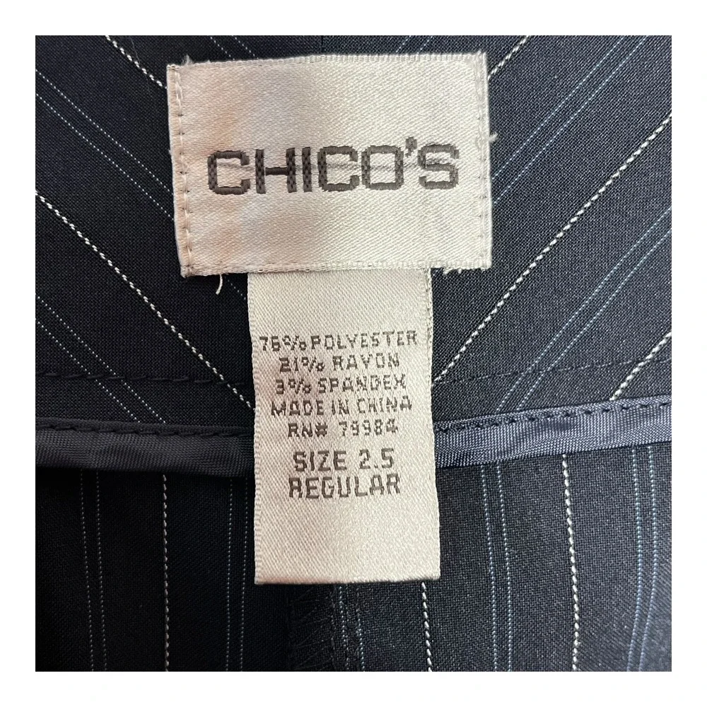 Chicos 2.5 Striped Wide Leg‎ Pants Women Size L/14 Regular Navy Business Casual